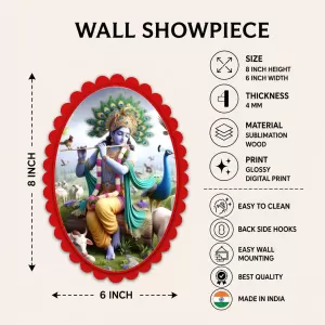 Shree Krishna Wall Decorative Showpiece 6 X 8 Inch | 4 MM MDF Wooden Glossy Sublimation Print | Back Hook Wall Hanging | Home Temple & Living Room Decor (F57543) Shree Krishna Wall Decorative Showpiece 6 X 8 Inch | 4 MM MDF Wooden Glossy Sublimation Print | Back Hook Wall Hanging | Home Temple & Living Room Decor (F57543)