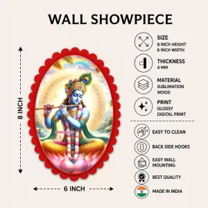 Shree Krishna Wall Decorative Showpiece 6 X 8 Inch | 4 MM MDF Wooden Glossy Sublimation Print | Back Hook Wall Hanging | Home Temple & Living Room Decor (F57551) Shree Krishna Wall Decorative Showpiece 6 X 8 Inch | 4 MM MDF Wooden Glossy Sublimation Print | Back Hook Wall Hanging | Home Temple & Living Room Decor (F57551)
