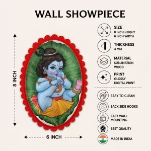 Lord Shree Krishna Wall Decorative Showpiece 6 X 8 Inch | 4 MM MDF Wooden Glossy Sublimation Print | Back Hook Wall Hanging | Home Temple & Living Room Decor (F57587) Lord Shree Krishna Wall Decorative Showpiece 6 X 8 Inch | 4 MM MDF Wooden Glossy Sublimation Print | Back Hook Wall Hanging | Home Temple & Living Room Decor (F57587)