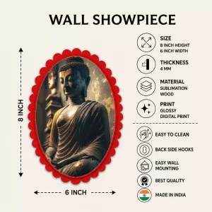 Buddha Wall Decorative Showpiece 6 X 8 Inch | 4 MM MDF Wooden Glossy Sublimation Print | Back Hook Wall Hanging | Home Temple & Living Room Decor (F57602) Buddha Wall Decorative Showpiece 6 X 8 Inch | 4 MM MDF Wooden Glossy Sublimation Print | Back Hook Wall Hanging | Home Temple & Living Room Decor (F57602)