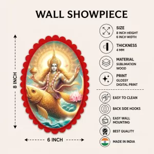 Matsya Avatar Wall Decorative Showpiece 6 X 8 Inch | 4 MM MDF Wooden Glossy Sublimation Print | Back Hook Wall Hanging | Home Temple & Living Room Decor (F57634) Matsya Avatar Wall Decorative Showpiece 6 X 8 Inch | 4 MM MDF Wooden Glossy Sublimation Print | Back Hook Wall Hanging | Home Temple & Living Room Decor (F57634)