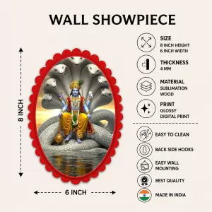 Lord Vishnu Wall Decorative Showpiece 6 X 8 Inch | 4 MM MDF Wooden Glossy Sublimation Print | Back Hook Wall Hanging | Home Temple & Living Room Decor (F57635) Lord Vishnu Wall Decorative Showpiece 6 X 8 Inch | 4 MM MDF Wooden Glossy Sublimation Print | Back Hook Wall Hanging | Home Temple & Living Room Decor (F57635)