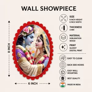 Shree Krishna And Shree Radha Wall Decorative Showpiece 6 X 8 Inch | 4 MM MDF Wooden Glossy Sublimation Print | Back Hook Wall Hanging | Home Temple & Living Room Decor (F57655) Shree Krishna And Shree Radha Wall Decorative Showpiece 6 X 8 Inch | 4 MM MDF Wooden Glossy Sublimation Print | Back Hook Wall Hanging | Home Temple & Living Room Decor (F57655)