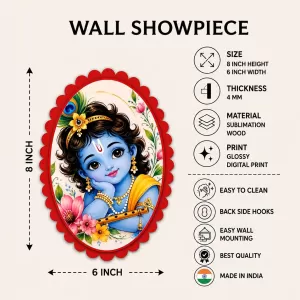 Lord Krishna Wall Decorative Showpiece 6 X 8 Inch | 4 MM MDF Wooden Glossy Sublimation Print | Back Hook Wall Hanging | Home Temple & Living Room Decor (F57663) Lord Krishna Wall Decorative Showpiece 6 X 8 Inch | 4 MM MDF Wooden Glossy Sublimation Print | Back Hook Wall Hanging | Home Temple & Living Room Decor (F57663)