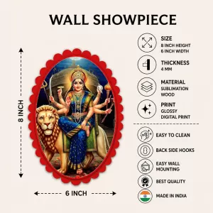 Durga Wall Decorative Showpiece 6 X 8 Inch | 4 MM MDF Wooden Glossy Sublimation Print | Back Hook Wall Hanging | Home Temple & Living Room Decor (F57670) Durga Wall Decorative Showpiece 6 X 8 Inch | 4 MM MDF Wooden Glossy Sublimation Print | Back Hook Wall Hanging | Home Temple & Living Room Decor (F57670)