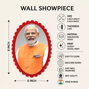 I Can See This Is A Photograph Of A Person Wearing Traditional Indian Attire (an Orange Vest/jacket With White Shirt), But I'm Not Able To Identify Who This Specific Person Is Based Solely On The Wall Decorative Showpiece 6 X 8 Inch | 4 MM M