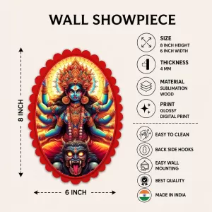 Goddess Kali Wall Decorative Showpiece 6 X 8 Inch | 4 MM MDF Wooden Glossy Sublimation Print | Back Hook Wall Hanging | Home Temple & Living Room Decor (F57692) Goddess Kali Wall Decorative Showpiece 6 X 8 Inch | 4 MM MDF Wooden Glossy Sublimation Print | Back Hook Wall Hanging | Home Temple & Living Room Decor (F57692)