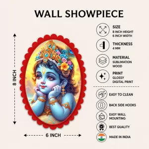 Shree Krishna Wall Decorative Showpiece 6 X 8 Inch | 4 MM MDF Wooden Glossy Sublimation Print | Back Hook Wall Hanging | Home Temple & Living Room Decor (F57694) Shree Krishna Wall Decorative Showpiece 6 X 8 Inch | 4 MM MDF Wooden Glossy Sublimation Print | Back Hook Wall Hanging | Home Temple & Living Room Decor (F57694)