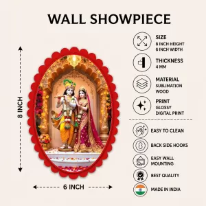 Shree Krishna And Shree Radha Wall Decorative Showpiece 6 X 8 Inch | 4 MM MDF Wooden Glossy Sublimation Print | Back Hook Wall Hanging | Home Temple & Living Room Decor (F57703) Shree Krishna And Shree Radha Wall Decorative Showpiece 6 X 8 Inch | 4 MM MDF Wooden Glossy Sublimation Print | Back Hook Wall Hanging | Home Temple & Living Room Decor (F57703)