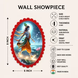 Krishna Wall Decorative Showpiece 6 X 8 Inch | 4 MM MDF Wooden Glossy Sublimation Print | Back Hook Wall Hanging | Home Temple & Living Room Decor (F57710) Krishna Wall Decorative Showpiece 6 X 8 Inch | 4 MM MDF Wooden Glossy Sublimation Print | Back Hook Wall Hanging | Home Temple & Living Room Decor (F57710)