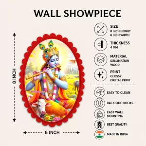 Shree Krishna Wall Decorative Showpiece 6 X 8 Inch | 4 MM MDF Wooden Glossy Sublimation Print | Back Hook Wall Hanging | Home Temple & Living Room Decor (F57720) Shree Krishna Wall Decorative Showpiece 6 X 8 Inch | 4 MM MDF Wooden Glossy Sublimation Print | Back Hook Wall Hanging | Home Temple & Living Room Decor (F57720)