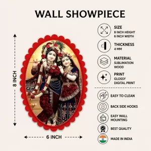 Krishna And Radha Wall Decorative Showpiece 6 X 8 Inch | 4 MM MDF Wooden Glossy Sublimation Print | Back Hook Wall Hanging | Home Temple & Living Room Decor (F57741) Krishna And Radha Wall Decorative Showpiece 6 X 8 Inch | 4 MM MDF Wooden Glossy Sublimation Print | Back Hook Wall Hanging | Home Temple & Living Room Decor (F57741)