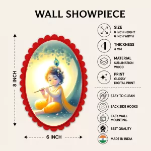 Krishna Wall Decorative Showpiece 6 X 8 Inch | 4 MM MDF Wooden Glossy Sublimation Print | Back Hook Wall Hanging | Home Temple & Living Room Decor (F57743) Krishna Wall Decorative Showpiece 6 X 8 Inch | 4 MM MDF Wooden Glossy Sublimation Print | Back Hook Wall Hanging | Home Temple & Living Room Decor (F57743)