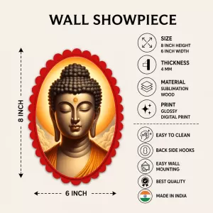 Gautama Buddha Wall Decorative Showpiece 6 X 8 Inch | 4 MM MDF Wooden Glossy Sublimation Print | Back Hook Wall Hanging | Home Temple & Living Room Decor (F57760) Gautama Buddha Wall Decorative Showpiece 6 X 8 Inch | 4 MM MDF Wooden Glossy Sublimation Print | Back Hook Wall Hanging | Home Temple & Living Room Decor (F57760)