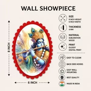 Shree Krishna Wall Decorative Showpiece 6 X 8 Inch | 4 MM MDF Wooden Glossy Sublimation Print | Back Hook Wall Hanging | Home Temple & Living Room Decor (F57797) Shree Krishna Wall Decorative Showpiece 6 X 8 Inch | 4 MM MDF Wooden Glossy Sublimation Print | Back Hook Wall Hanging | Home Temple & Living Room Decor (F57797)