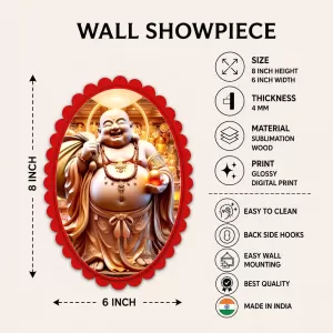 Budai Wall Decorative Showpiece 6 X 8 Inch | 4 MM MDF Wooden Glossy Sublimation Print | Back Hook Wall Hanging | Home Temple & Living Room Decor (F57798) Budai Wall Decorative Showpiece 6 X 8 Inch | 4 MM MDF Wooden Glossy Sublimation Print | Back Hook Wall Hanging | Home Temple & Living Room Decor (F57798)
