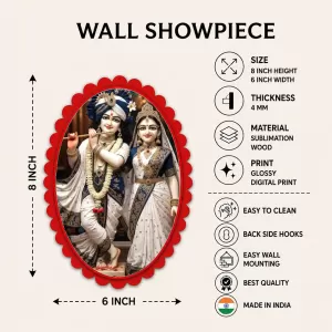 Radha Shree Krishna Wall Decorative Showpiece 6 X 8 Inch | 4 MM MDF Wooden Glossy Sublimation Print | Back Hook Wall Hanging | Home Temple & Living Room Decor (F57836) Radha Shree Krishna Wall Decorative Showpiece 6 X 8 Inch | 4 MM MDF Wooden Glossy Sublimation Print | Back Hook Wall Hanging | Home Temple & Living Room Decor (F57836)