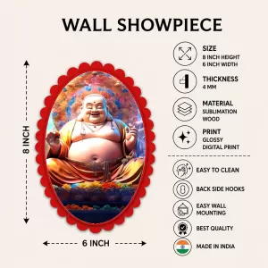 Budai Wall Decorative Showpiece 6 X 8 Inch | 4 MM MDF Wooden Glossy Sublimation Print | Back Hook Wall Hanging | Home Temple & Living Room Decor (F57837) Budai Wall Decorative Showpiece 6 X 8 Inch | 4 MM MDF Wooden Glossy Sublimation Print | Back Hook Wall Hanging | Home Temple & Living Room Decor (F57837)