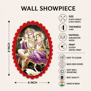 Shree Krishna And Shree Radha Wall Decorative Showpiece 6 X 8 Inch | 4 MM MDF Wooden Glossy Sublimation Print | Back Hook Wall Hanging | Home Temple & Living Room Decor (F57865) Shree Krishna And Shree Radha Wall Decorative Showpiece 6 X 8 Inch | 4 MM MDF Wooden Glossy Sublimation Print | Back Hook Wall Hanging | Home Temple & Living Room Decor (F57865)