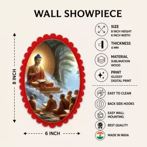 Buddha Wall Decorative Showpiece 6 X 8 Inch | 4 MM MDF Wooden Glossy Sublimation Print | Back Hook Wall Hanging | Home Temple & Living Room Decor (F57866) Buddha Wall Decorative Showpiece 6 X 8 Inch | 4 MM MDF Wooden Glossy Sublimation Print | Back Hook Wall Hanging | Home Temple & Living Room Decor (F57866)
