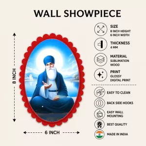 Guru Nanak Wall Decorative Showpiece 6 X 8 Inch | 4 MM MDF Wooden Glossy Sublimation Print | Back Hook Wall Hanging | Home Temple & Living Room Decor (F57876) Guru Nanak Wall Decorative Showpiece 6 X 8 Inch | 4 MM MDF Wooden Glossy Sublimation Print | Back Hook Wall Hanging | Home Temple & Living Room Decor (F57876)