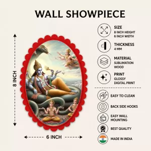 Lord Vishnu Wall Decorative Showpiece 6 X 8 Inch | 4 MM MDF Wooden Glossy Sublimation Print | Back Hook Wall Hanging | Home Temple & Living Room Decor (F57878) Lord Vishnu Wall Decorative Showpiece 6 X 8 Inch | 4 MM MDF Wooden Glossy Sublimation Print | Back Hook Wall Hanging | Home Temple & Living Room Decor (F57878)