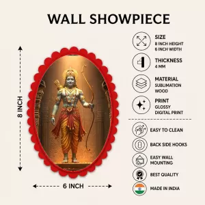 Ram Wall Decorative Showpiece 6 X 8 Inch | 4 MM MDF Wooden Glossy Sublimation Print | Back Hook Wall Hanging | Home Temple & Living Room Decor (F57886) Ram Wall Decorative Showpiece 6 X 8 Inch | 4 MM MDF Wooden Glossy Sublimation Print | Back Hook Wall Hanging | Home Temple & Living Room Decor (F57886)