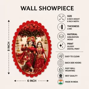 Shree Krishna And Shree Radha Wall Decorative Showpiece 6 X 8 Inch | 4 MM MDF Wooden Glossy Sublimation Print | Back Hook Wall Hanging | Home Temple & Living Room Decor (F57892) Shree Krishna And Shree Radha Wall Decorative Showpiece 6 X 8 Inch | 4 MM MDF Wooden Glossy Sublimation Print | Back Hook Wall Hanging | Home Temple & Living Room Decor (F57892)