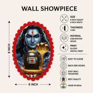 Shiva Wall Decorative Showpiece 6 X 8 Inch | 4 MM MDF Wooden Glossy Sublimation Print | Back Hook Wall Hanging | Home Temple & Living Room Decor (F57895) Shiva Wall Decorative Showpiece 6 X 8 Inch | 4 MM MDF Wooden Glossy Sublimation Print | Back Hook Wall Hanging | Home Temple & Living Room Decor (F57895)