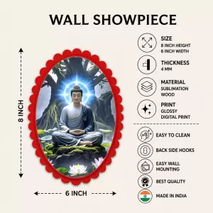 Buddha Wall Decorative Showpiece 6 X 8 Inch | 4 MM MDF Wooden Glossy Sublimation Print | Back Hook Wall Hanging | Home Temple & Living Room Decor (F57902) Buddha Wall Decorative Showpiece 6 X 8 Inch | 4 MM MDF Wooden Glossy Sublimation Print | Back Hook Wall Hanging | Home Temple & Living Room Decor (F57902)
