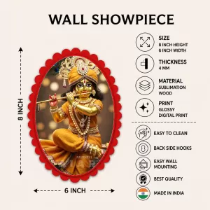 Shree Krishna Wall Decorative Showpiece 6 X 8 Inch | 4 MM MDF Wooden Glossy Sublimation Print | Back Hook Wall Hanging | Home Temple & Living Room Decor (F57917) Shree Krishna Wall Decorative Showpiece 6 X 8 Inch | 4 MM MDF Wooden Glossy Sublimation Print | Back Hook Wall Hanging | Home Temple & Living Room Decor (F57917)