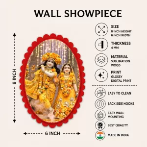 Shree Krishna And Shree Radha Wall Decorative Showpiece 6 X 8 Inch | 4 MM MDF Wooden Glossy Sublimation Print | Back Hook Wall Hanging | Home Temple & Living Room Decor (F57920) Shree Krishna And Shree Radha Wall Decorative Showpiece 6 X 8 Inch | 4 MM MDF Wooden Glossy Sublimation Print | Back Hook Wall Hanging | Home Temple & Living Room Decor (F57920)