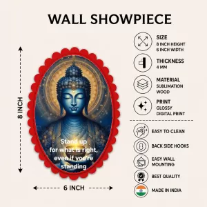 Buddha Wall Decorative Showpiece 6 X 8 Inch | 4 MM MDF Wooden Glossy Sublimation Print | Back Hook Wall Hanging | Home Temple & Living Room Decor (F57923) Buddha Wall Decorative Showpiece 6 X 8 Inch | 4 MM MDF Wooden Glossy Sublimation Print | Back Hook Wall Hanging | Home Temple & Living Room Decor (F57923)