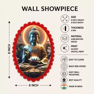 Buddha Wall Decorative Showpiece 6 X 8 Inch | 4 MM MDF Wooden Glossy Sublimation Print | Back Hook Wall Hanging | Home Temple & Living Room Decor (F57933) Buddha Wall Decorative Showpiece 6 X 8 Inch | 4 MM MDF Wooden Glossy Sublimation Print | Back Hook Wall Hanging | Home Temple & Living Room Decor (F57933)