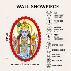 Vishnu Wall Decorative Showpiece 6 X 8 Inch | 4 MM MDF Wooden Glossy Sublimation Print | Back Hook Wall Hanging | Home Temple & Living Room Decor (F57946) Vishnu Wall Decorative Showpiece 6 X 8 Inch | 4 MM MDF Wooden Glossy Sublimation Print | Back Hook Wall Hanging | Home Temple & Living Room Decor (F57946)