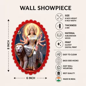 Durga Wall Decorative Showpiece 6 X 8 Inch | 4 MM MDF Wooden Glossy Sublimation Print | Back Hook Wall Hanging | Home Temple & Living Room Decor (F57948) Durga Wall Decorative Showpiece 6 X 8 Inch | 4 MM MDF Wooden Glossy Sublimation Print | Back Hook Wall Hanging | Home Temple & Living Room Decor (F57948)