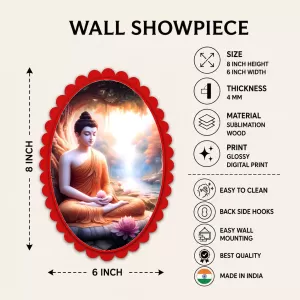 Buddha Wall Decorative Showpiece 6 X 8 Inch | 4 MM MDF Wooden Glossy Sublimation Print | Back Hook Wall Hanging | Home Temple & Living Room Decor (F57956) Buddha Wall Decorative Showpiece 6 X 8 Inch | 4 MM MDF Wooden Glossy Sublimation Print | Back Hook Wall Hanging | Home Temple & Living Room Decor (F57956)