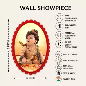 Krishna Wall Decorative Showpiece 6 X 8 Inch | 4 MM MDF Wooden Glossy Sublimation Print | Back Hook Wall Hanging | Home Temple & Living Room Decor (F57963) Krishna Wall Decorative Showpiece 6 X 8 Inch | 4 MM MDF Wooden Glossy Sublimation Print | Back Hook Wall Hanging | Home Temple & Living Room Decor (F57963)