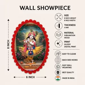 Shree Krishna Wall Decorative Showpiece 6 X 8 Inch | 4 MM MDF Wooden Glossy Sublimation Print | Back Hook Wall Hanging | Home Temple & Living Room Decor (F57969) Shree Krishna Wall Decorative Showpiece 6 X 8 Inch | 4 MM MDF Wooden Glossy Sublimation Print | Back Hook Wall Hanging | Home Temple & Living Room Decor (F57969)
