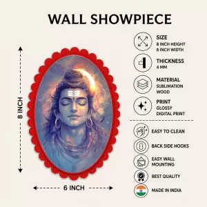 Shiva Wall Decorative Showpiece 6 X 8 Inch | 4 MM MDF Wooden Glossy Sublimation Print | Back Hook Wall Hanging | Home Temple & Living Room Decor (F57974) Shiva Wall Decorative Showpiece 6 X 8 Inch | 4 MM MDF Wooden Glossy Sublimation Print | Back Hook Wall Hanging | Home Temple & Living Room Decor (F57974)