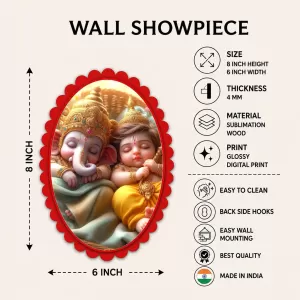 Ganesha And Krishna Wall Decorative Showpiece 6 X 8 Inch | 4 MM MDF Wooden Glossy Sublimation Print | Back Hook Wall Hanging | Home Temple & Living Room Decor (F57978) Ganesha And Krishna Wall Decorative Showpiece 6 X 8 Inch | 4 MM MDF Wooden Glossy Sublimation Print | Back Hook Wall Hanging | Home Temple & Living Room Decor (F57978)