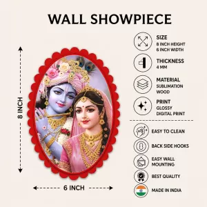 Krishna And Radha Wall Decorative Showpiece 6 X 8 Inch | 4 MM MDF Wooden Glossy Sublimation Print | Back Hook Wall Hanging | Home Temple & Living Room Decor (F57981) Krishna And Radha Wall Decorative Showpiece 6 X 8 Inch | 4 MM MDF Wooden Glossy Sublimation Print | Back Hook Wall Hanging | Home Temple & Living Room Decor (F57981)