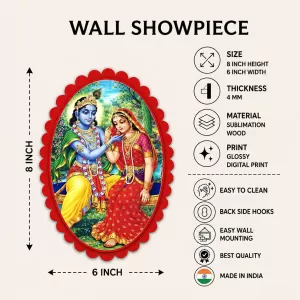 Shree Krishna And Shree Radha Wall Decorative Showpiece 6 X 8 Inch | 4 MM MDF Wooden Glossy Sublimation Print | Back Hook Wall Hanging | Home Temple & Living Room Decor (F57986) Shree Krishna And Shree Radha Wall Decorative Showpiece 6 X 8 Inch | 4 MM MDF Wooden Glossy Sublimation Print | Back Hook Wall Hanging | Home Temple & Living Room Decor (F57986)