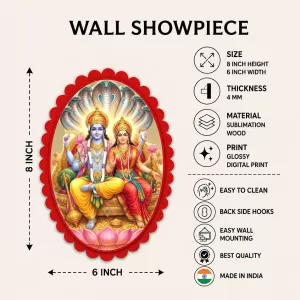 Vishnu And Lakshmi Wall Decorative Showpiece 6 X 8 Inch | 4 MM MDF Wooden Glossy Sublimation Print | Back Hook Wall Hanging | Home Temple & Living Room Decor (F58030) Vishnu And Lakshmi Wall Decorative Showpiece 6 X 8 Inch | 4 MM MDF Wooden Glossy Sublimation Print | Back Hook Wall Hanging | Home Temple & Living Room Decor (F58030)