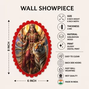 Durga Wall Decorative Showpiece 6 X 8 Inch | 4 MM MDF Wooden Glossy Sublimation Print | Back Hook Wall Hanging | Home Temple & Living Room Decor (F58074) Durga Wall Decorative Showpiece 6 X 8 Inch | 4 MM MDF Wooden Glossy Sublimation Print | Back Hook Wall Hanging | Home Temple & Living Room Decor (F58074)