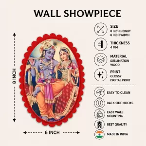 Krishna And Radha Wall Decorative Showpiece 6 X 8 Inch | 4 MM MDF Wooden Glossy Sublimation Print | Back Hook Wall Hanging | Home Temple & Living Room Decor (F58078) Krishna And Radha Wall Decorative Showpiece 6 X 8 Inch | 4 MM MDF Wooden Glossy Sublimation Print | Back Hook Wall Hanging | Home Temple & Living Room Decor (F58078)