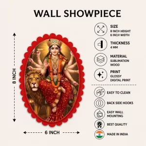 Durga Wall Decorative Showpiece 6 X 8 Inch | 4 MM MDF Wooden Glossy Sublimation Print | Back Hook Wall Hanging | Home Temple & Living Room Decor (F58084) Durga Wall Decorative Showpiece 6 X 8 Inch | 4 MM MDF Wooden Glossy Sublimation Print | Back Hook Wall Hanging | Home Temple & Living Room Decor (F58084)