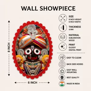 Lord Jagannatha Wall Decorative Showpiece 6 X 8 Inch | 4 MM MDF Wooden Glossy Sublimation Print | Back Hook Wall Hanging | Home Temple & Living Room Decor (F58087) Lord Jagannatha Wall Decorative Showpiece 6 X 8 Inch | 4 MM MDF Wooden Glossy Sublimation Print | Back Hook Wall Hanging | Home Temple & Living Room Decor (F58087)
