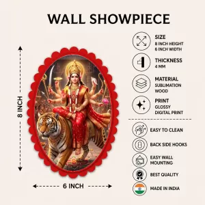 Durga Wall Decorative Showpiece 6 X 8 Inch | 4 MM MDF Wooden Glossy Sublimation Print | Back Hook Wall Hanging | Home Temple & Living Room Decor (F58094) Durga Wall Decorative Showpiece 6 X 8 Inch | 4 MM MDF Wooden Glossy Sublimation Print | Back Hook Wall Hanging | Home Temple & Living Room Decor (F58094)