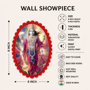 Vishnu Wall Decorative Showpiece 6 X 8 Inch | 4 MM MDF Wooden Glossy Sublimation Print | Back Hook Wall Hanging | Home Temple & Living Room Decor (F58097) Vishnu Wall Decorative Showpiece 6 X 8 Inch | 4 MM MDF Wooden Glossy Sublimation Print | Back Hook Wall Hanging | Home Temple & Living Room Decor (F58097)